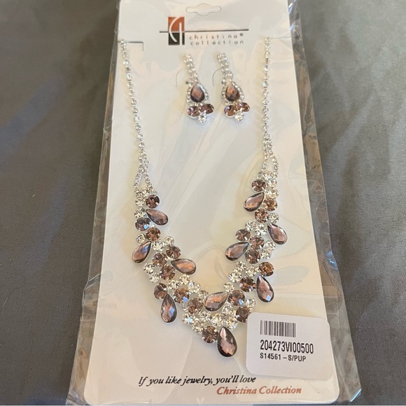 Prom/Special Occasion Necklace and Earrings, Purple and Pink shades - Picture 12 of 15